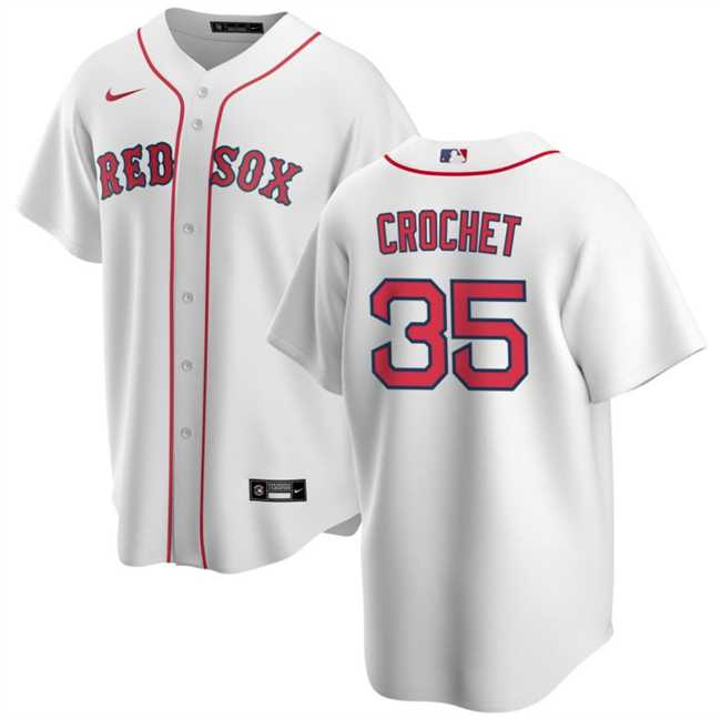 Men%27s Boston Red Sox #35 Garrett Crochet White 2024 Cool Base Stitched Jersey Dzhi